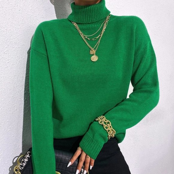 green turtleneck sweater fall winter trending - Picture 1 of 7